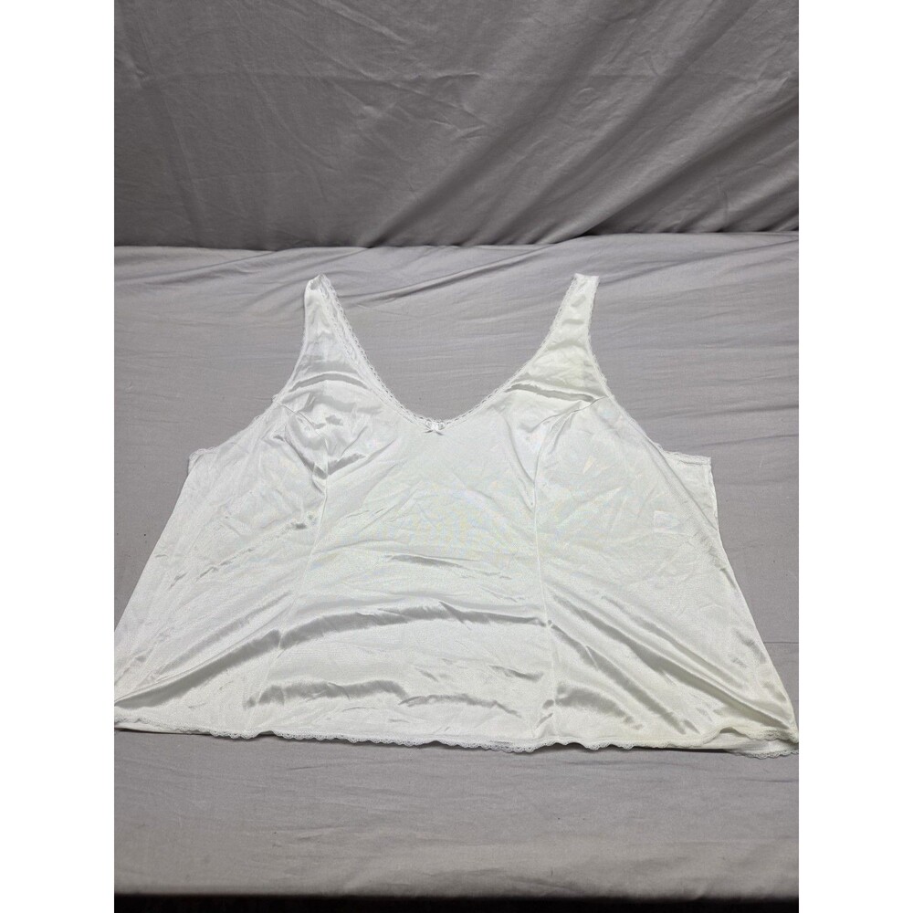 VASSARETTE - White Silky Nylon Camisole Slip Top Size 3XL